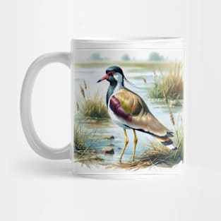 Colorful Red-Wattled Lapwing - Watercolor Bird Mug